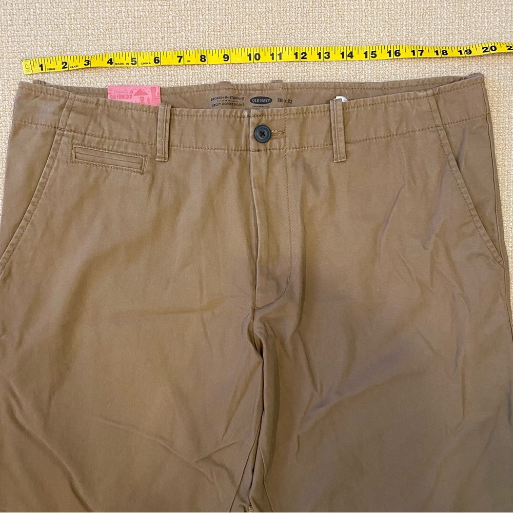 NWT 38x32 Broken In Straight Leg Mens Pant Old Navy Brown Tan